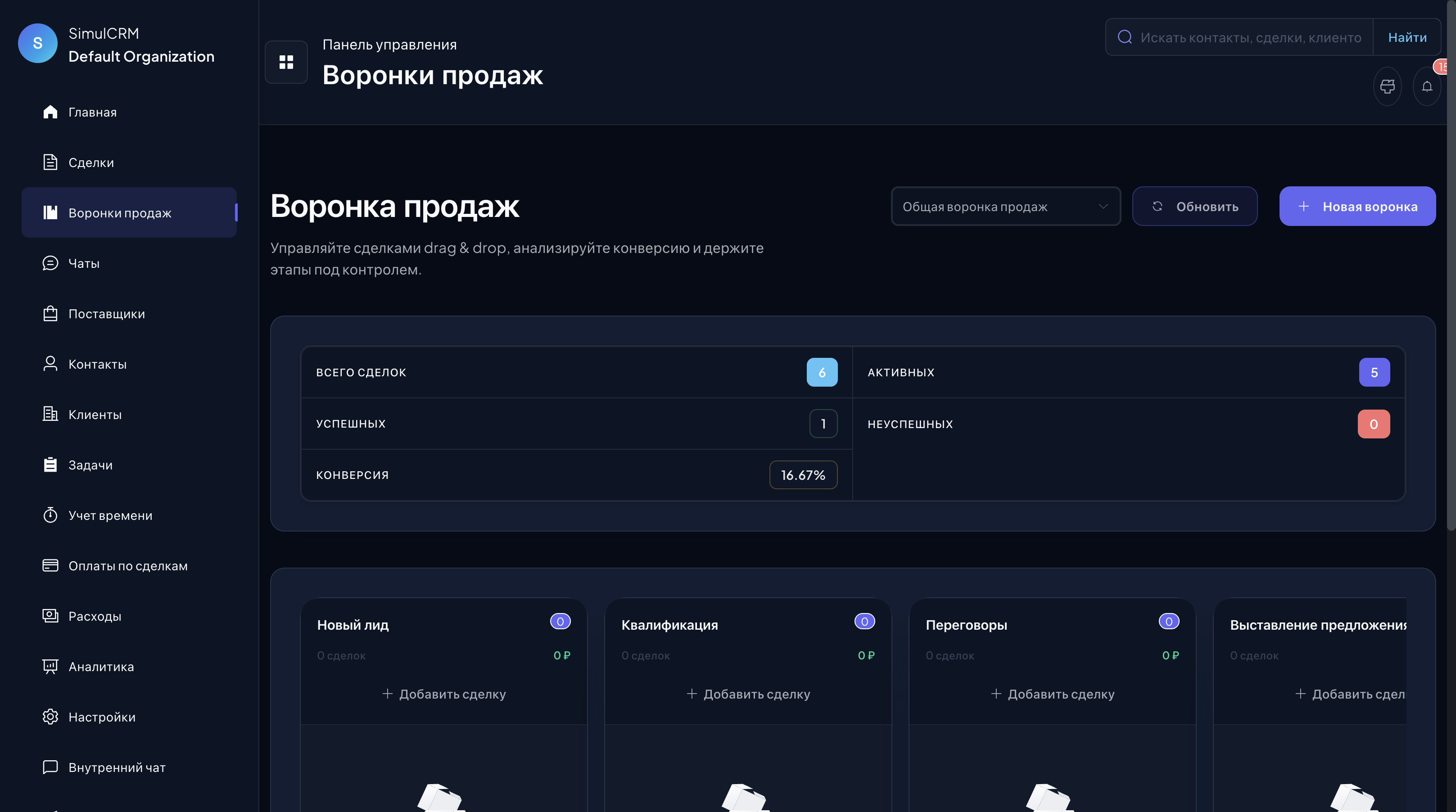 Воронка продаж SimulCRM